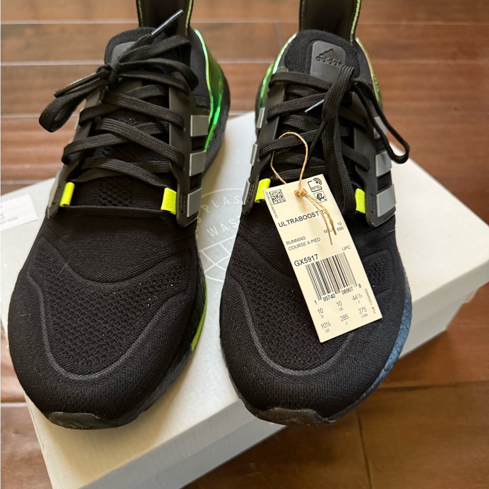 Adidas Ultraboost 22 Black with Neon Accents